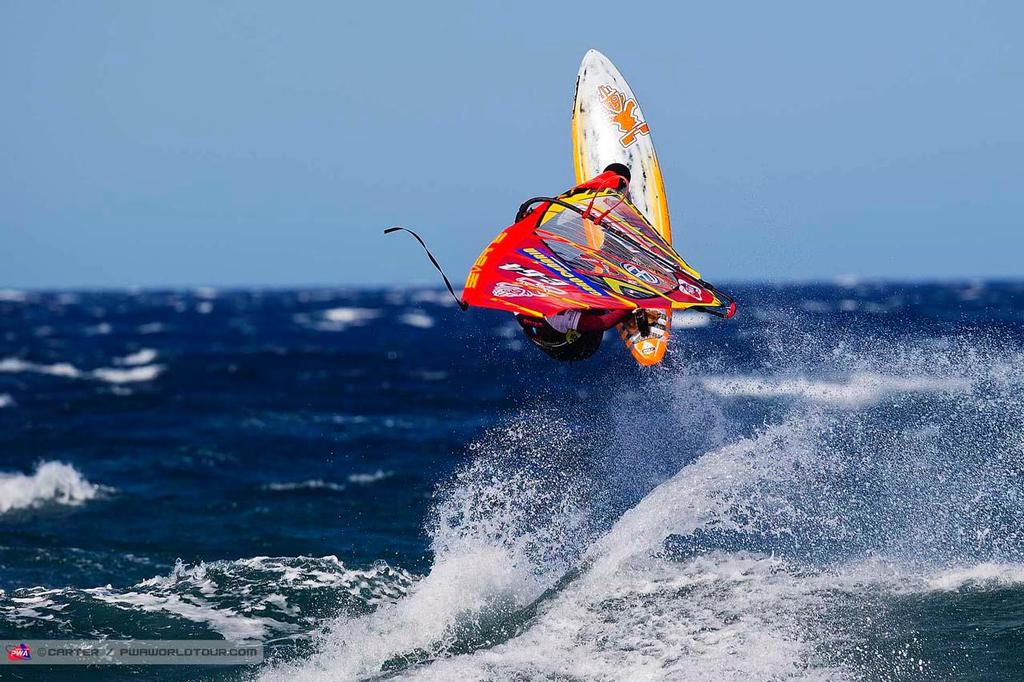 Daida takes off - 2014 PWA Pozo World Cup / Gran Canaria Wind and Waves Festival ©  Carter/pwaworldtour.com http://www.pwaworldtour.com/